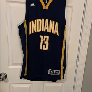 Adidas Blue and Yellow Basketball Jersey Indiana